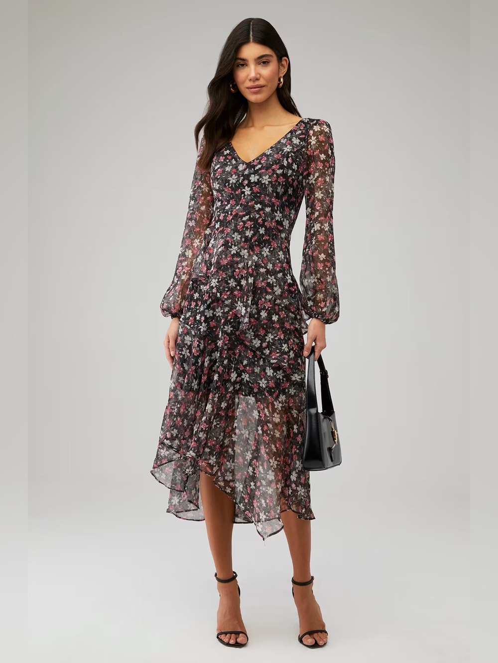 ASTR The Label FAIRFAX Sheer Ditsy Floral Midi Dress Fairy Wedding Guest Spring